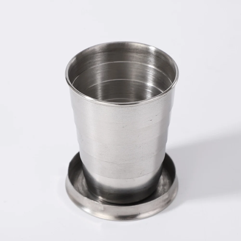 접이식 스테인리스 스틸 접이식 컵, 탄산 음료, 하이 퀄리티 실버, 75ml, 150ml, 250ml, 1 개