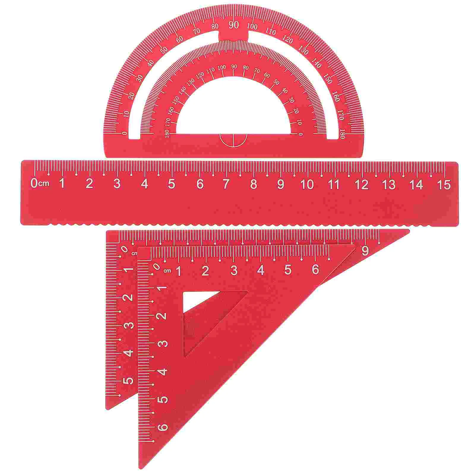 

DIY Metal Ruler Stationery Set Sturdy Office Ruler Triangular Plate Protractor Testing Ruler for Pupils Students Black