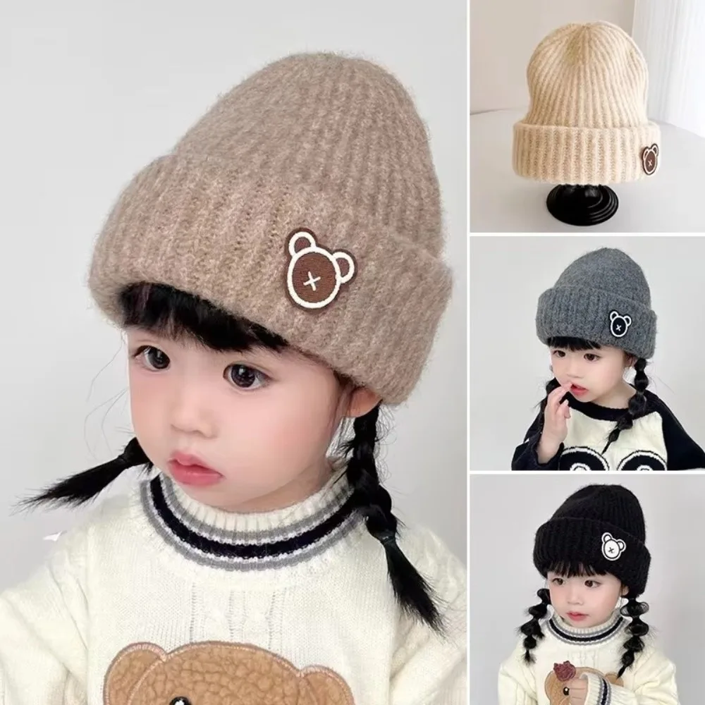 Polyester Knitted Winter Hat for Kids Boys Girls