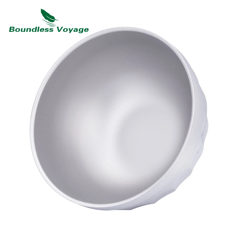 Titanium Tableware Boundless Voyage Titanium Double Walled Bowl Ultralight Outdoor Camping Travel Tableware Rice Soup Oatmeal Yogurt Serving Bowls