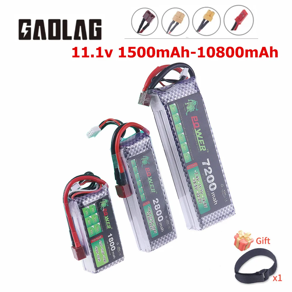 Batterie LiPo 11.1V RC 2200-5200mAh T/XT60 pour Drone Voiture