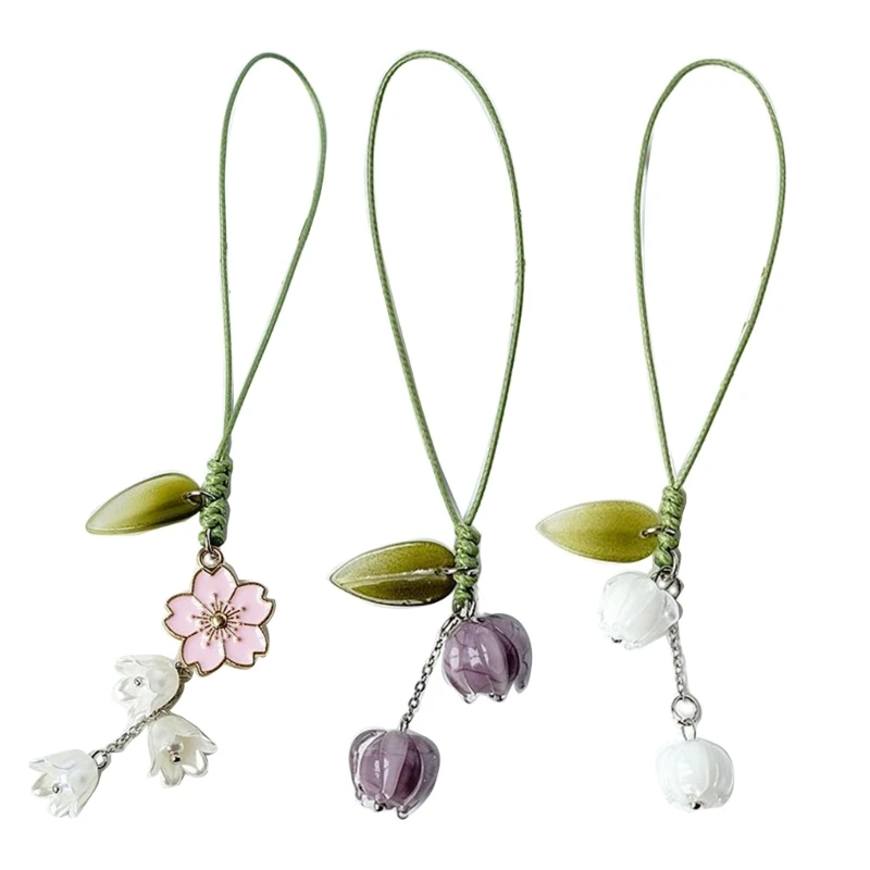 

Брелок с цветком тюльпана, кулон, сумка, брелок, подвесной орнамент, ремешок с цветами, ремешок