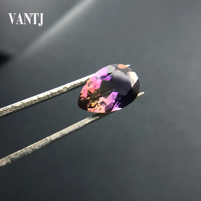 

VANTJ Natural Ametrine Loose Gemstone 10*15mm Pear Cut 5.3ct for Silver Gold Mounting DIY Decoration Handmade Jewelry