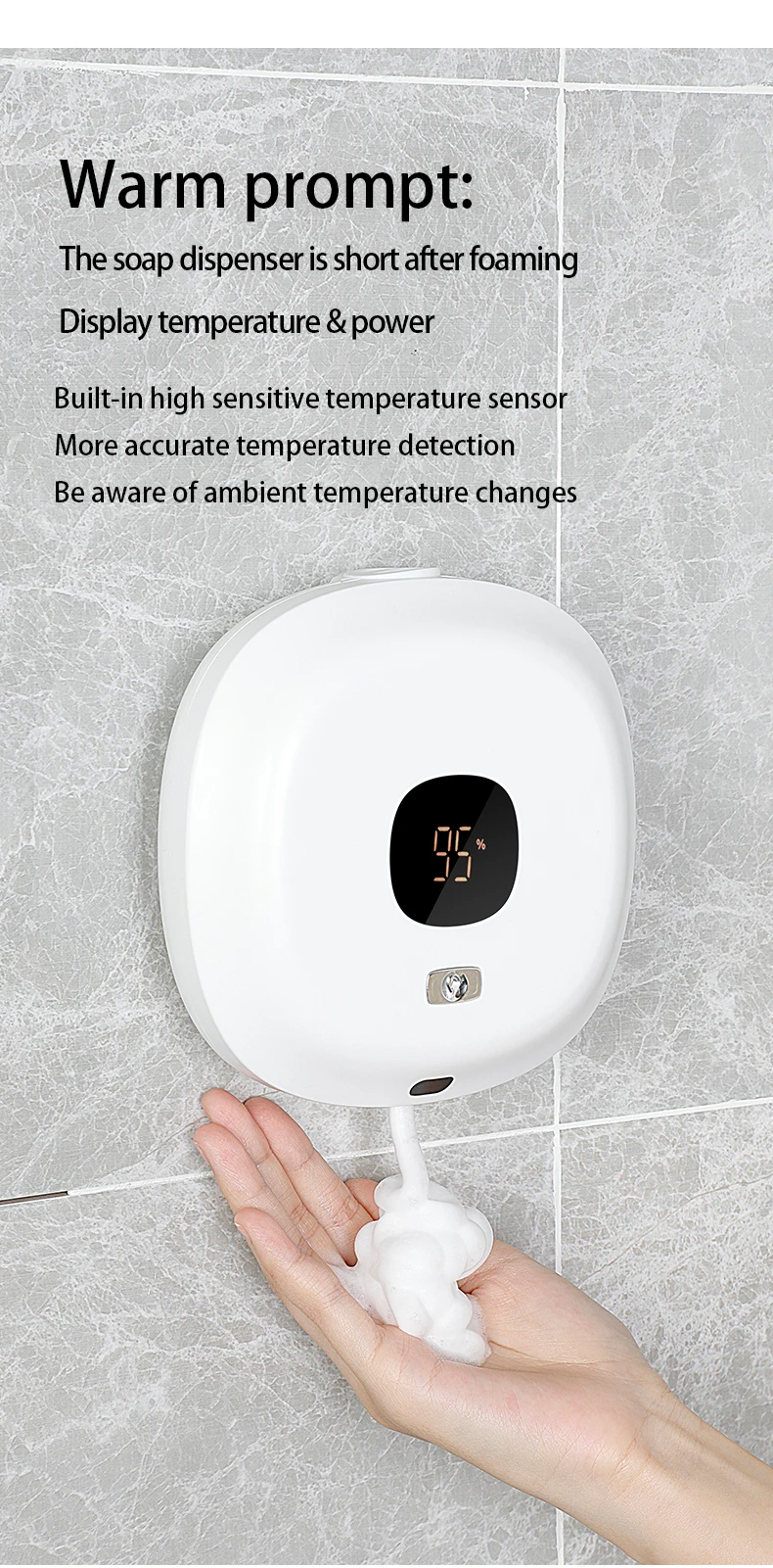 Description Picture 6 of itemNew Soap Dispenser Wall Mounted Touchless Foam Soap Dispenser Automatic Induction Hand Sanitizer Machine For Hotel Household