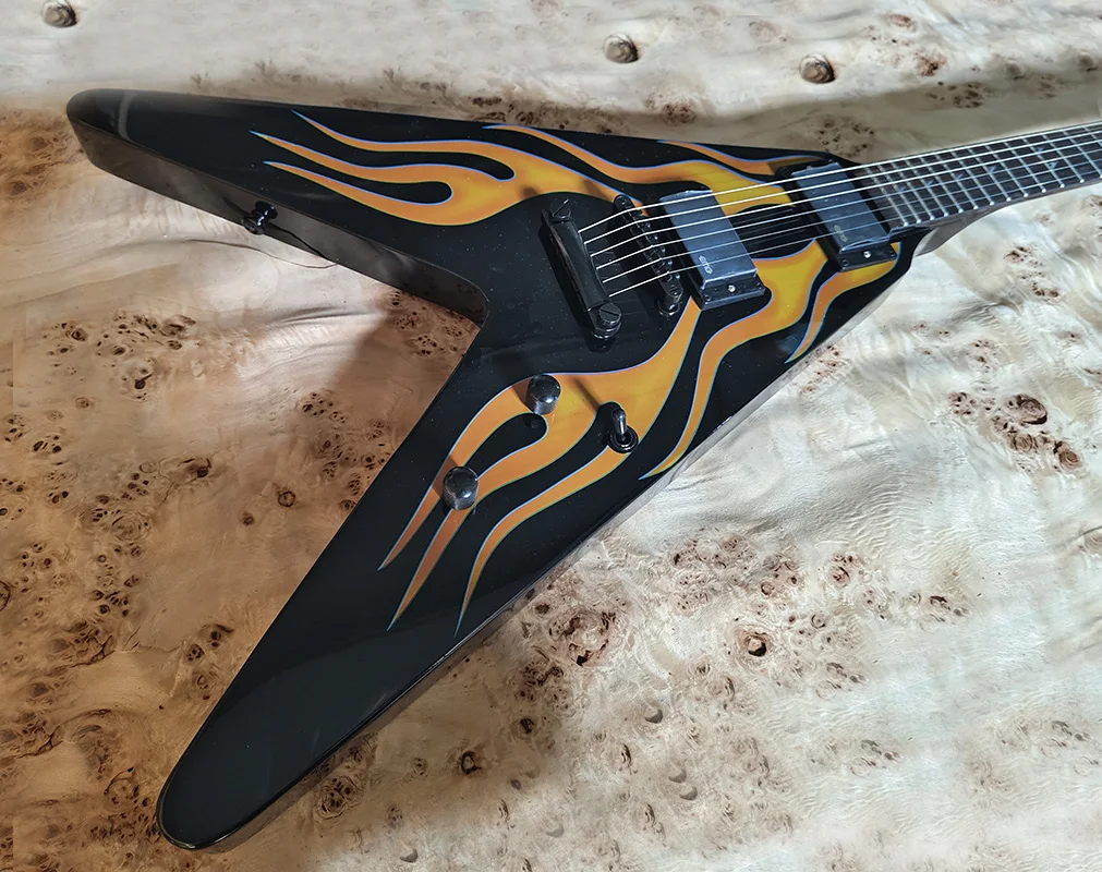 

In stock -Fly-V Version Electric Guitar black Hardware Rosewood Fingerboard High Quality Guit