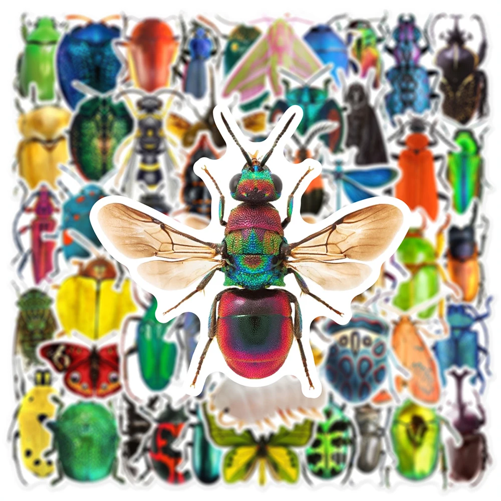 10/30/50pcs Cartoon Nature Insects Stickers Funny Animal Butterfly Bees Sticker Bike Luggage Phone Wall Kid Graffiti Toys Decals