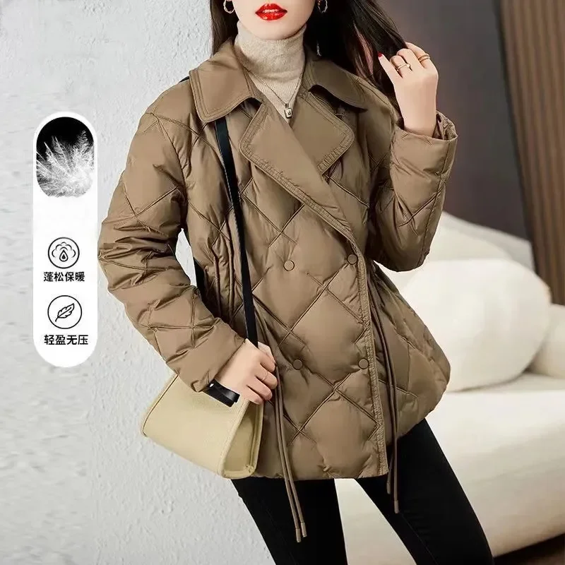 Suit Collar Light Down Cotton-padded Jacket Women's Winter 2023 New High-grade Slim Long-sleeved Short Cotton-padded Clothes Top