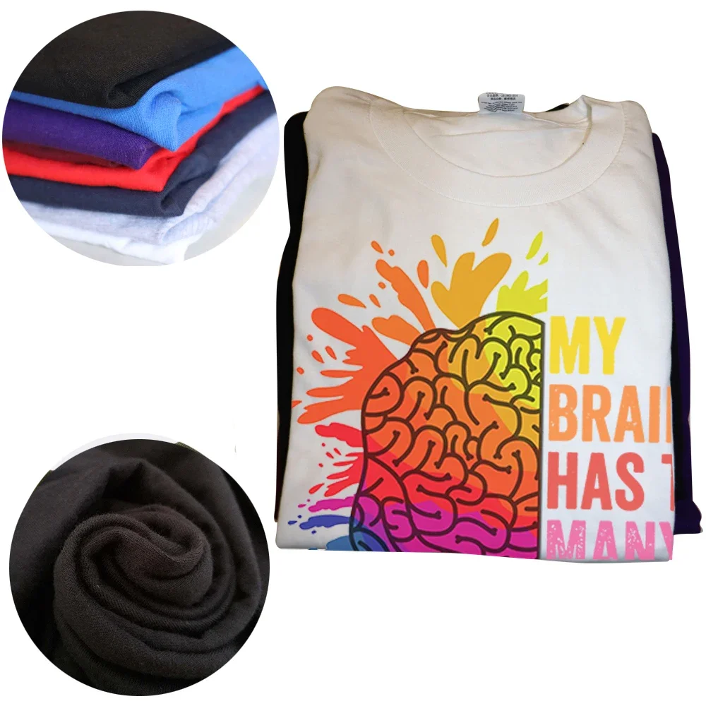 My Brain Has Too Many Tabs Open Printed Funny Mind Graphic Man T Shirt ADHD Is Awesome Classic T-Shirt Casual Fashion Soft Tees 3