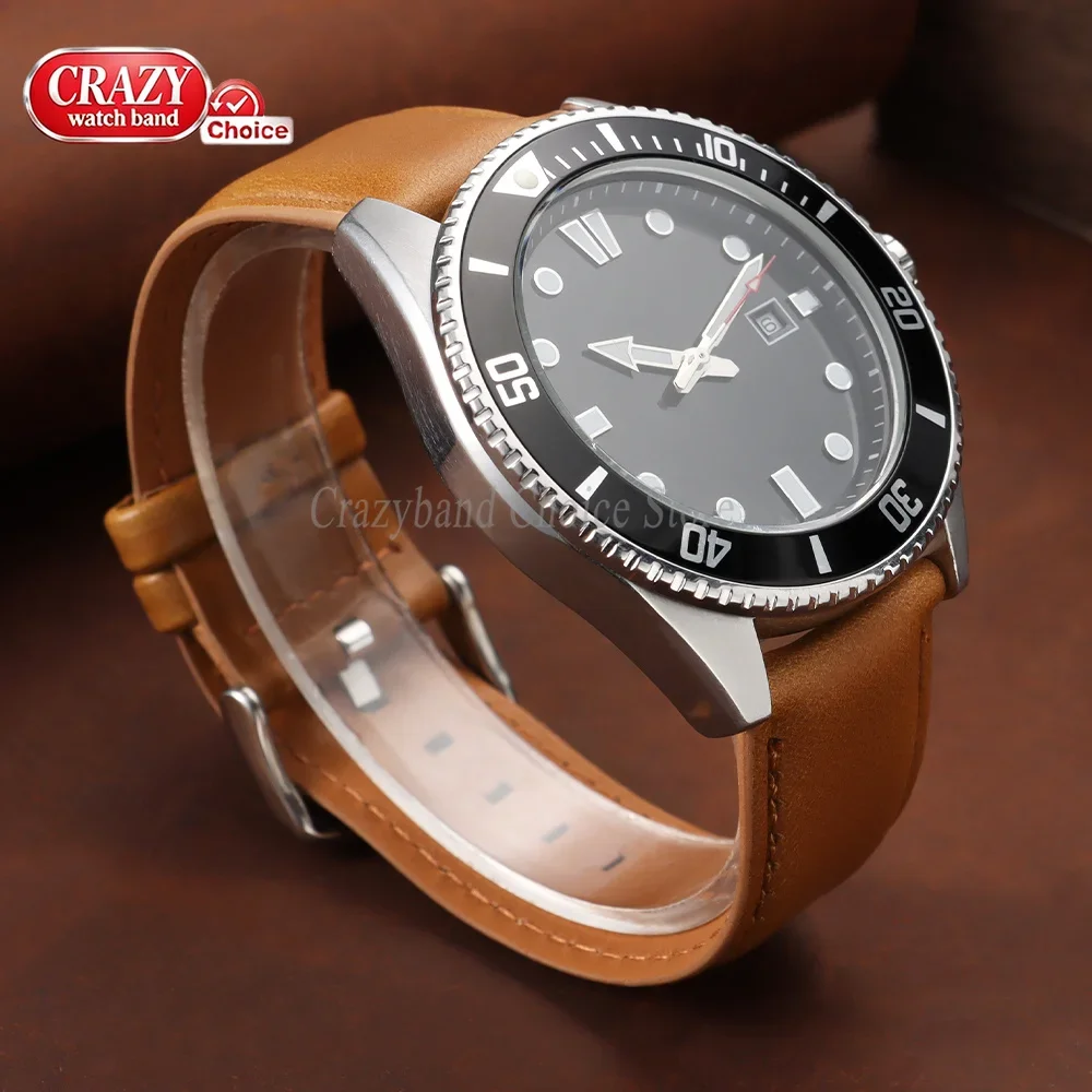 Vintage Leather Quick Release Watch Band - Universal Strap in Black or Brown