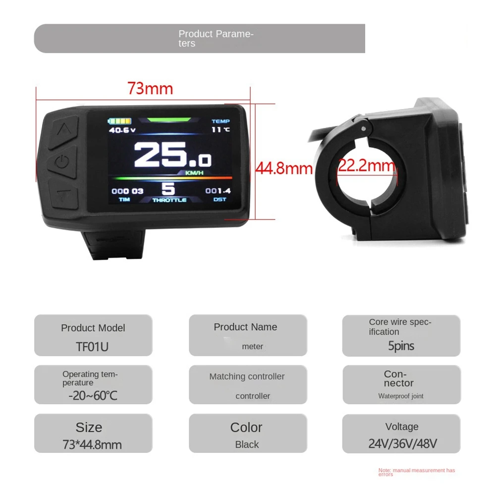 T27C Ebike Display for KT TF01U 24V 36V 48V Intelligent Colorful LCD Meter Waterproof Joint Electric Bicycle Meter