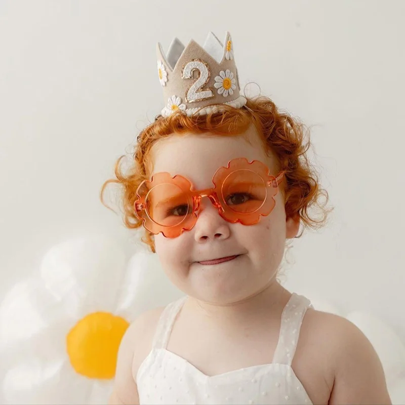Daisy Pattern Crown Hat Princess Baby 1st Birthday Photography Props Shower Decorative Party Product 1pc