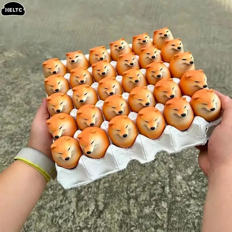 1PCS Creative Shiba Inu Egg Shape PVC Desk Decor Dog & Egg Union Ornament Crafts Dog Statue Ornament Miniature Figurines