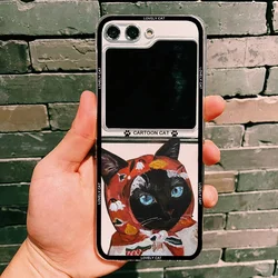 Cartoon Cat Transparent Folding Phone Case - Fun & Cute Design - Samsung Galaxy Z Flip 3 (-1)