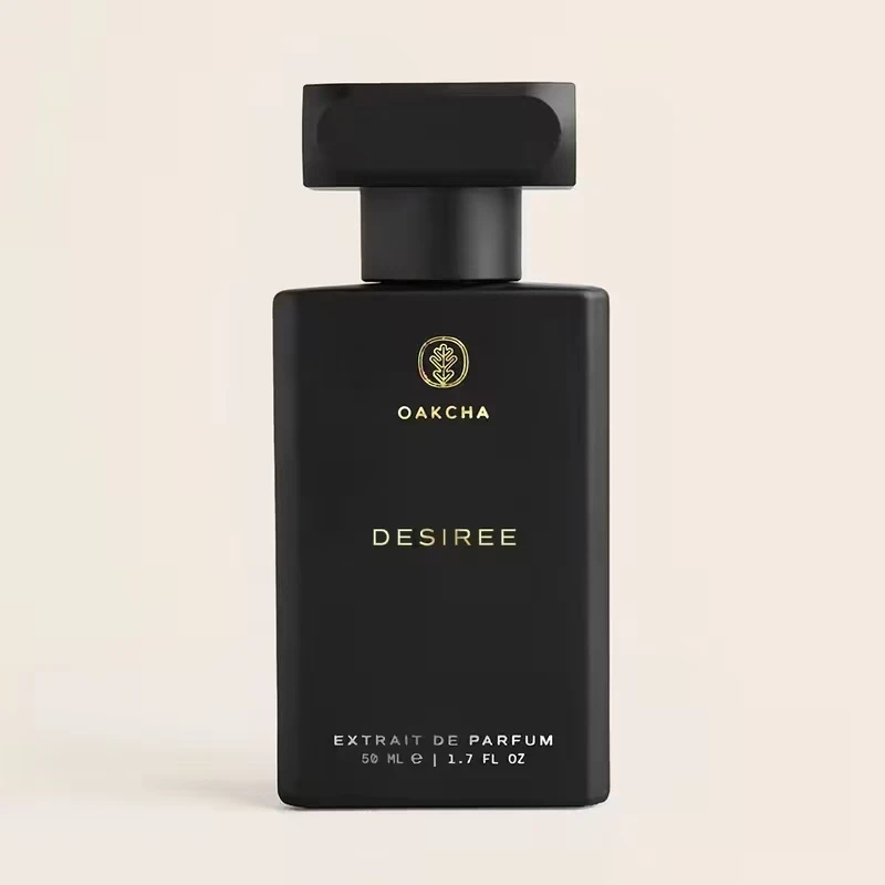 OAKCHA DESIREE Desire perfume is an advanced and charming dark wood flower fragrance. Huoxiang, Sandalwood, and Musk, cool and lazy, with a mysterious and seductive aura. The black bottle has a high-end texture and a long-lasting fragrance. 2