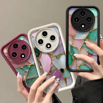 Custodia Morbida Lussuosa con Stampa Effetto Marmo Rosa e Verde per Huawei Honor 400 200 Lite 100 Magic 8 7 6 5 PRO X9 X8 5G