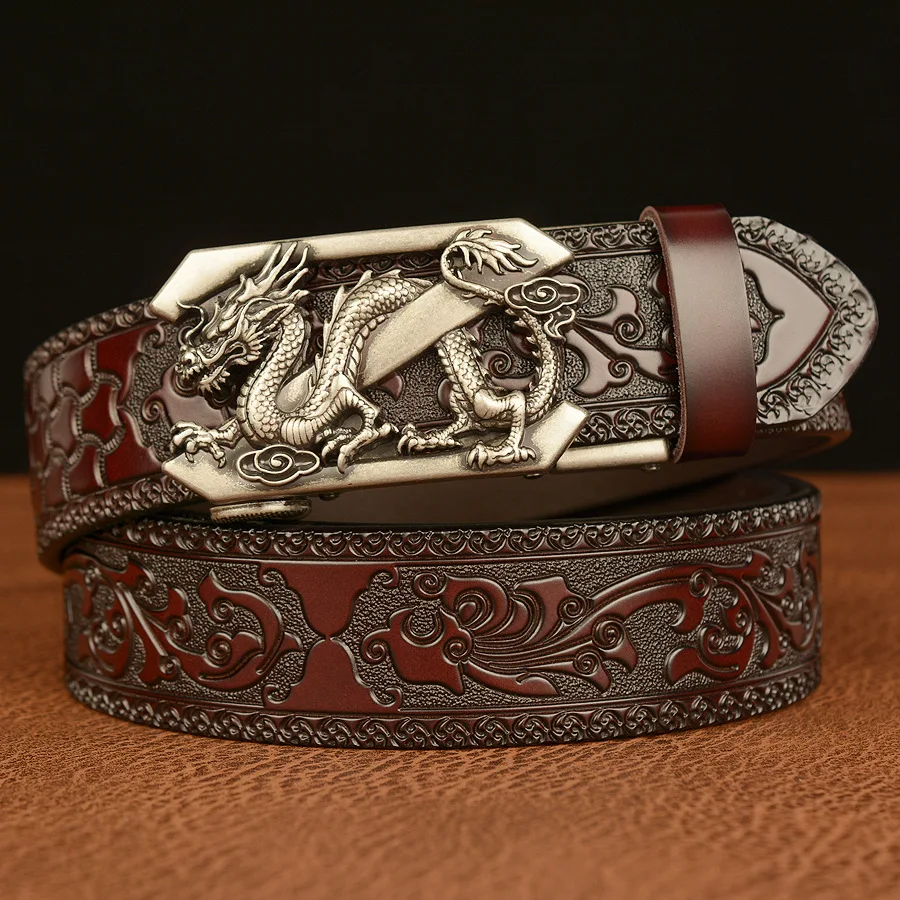 Neuer Retro-Mode Herren-Gürtel mit Automatikschnalle im Western-Stil, Lässiger Cowboy-Look, Luxusmarke, Punk-Gürtel für Männer – Detail 4