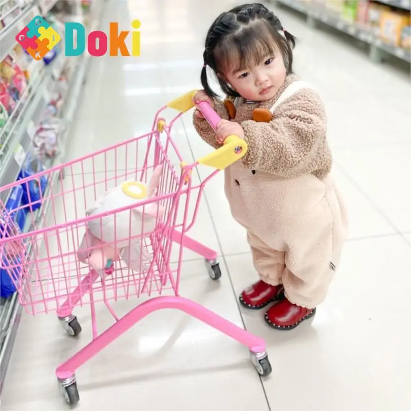 DokiToy Children's Shopping Cart Baby Supermarket Small Iron Cart Mini Play House Net Red Photography Props Gift Trolley 2023 4