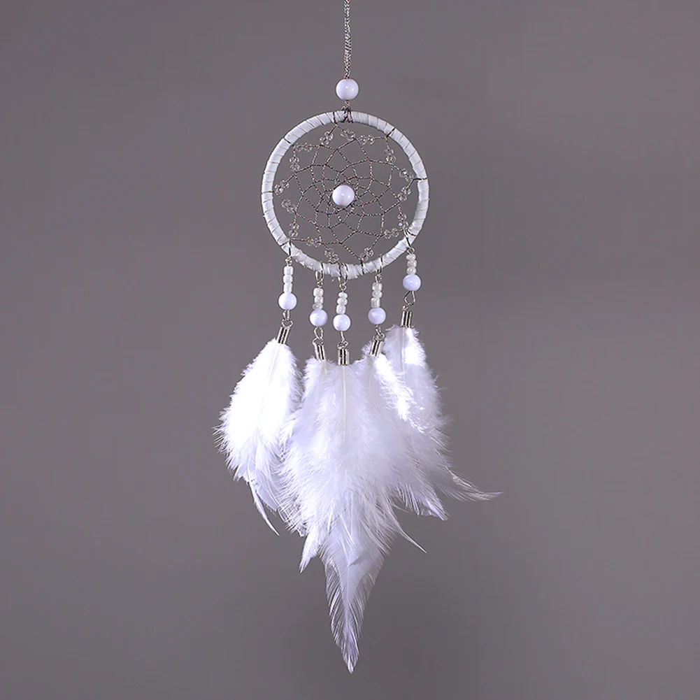 Handmade Dream Catcher with Feather Wall Car Home Hanging Decor White 5