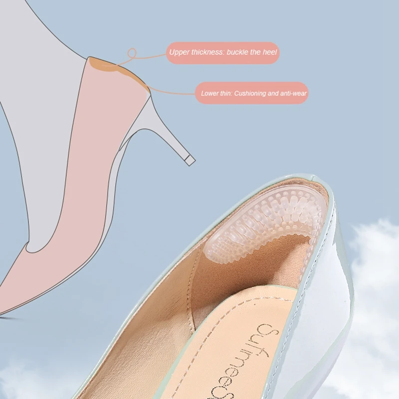 Heel Grips 1 Pair Silicone Heels Anti Slip Cushions Inserts Pads For Men Women Foot Care Protector