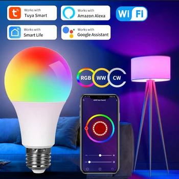 AC 220V 110V Tuya Smart WiFi LED Light Bulb E27 10W 15W 20W Alexa LED Lamp Smart Life APP Google Assisatnt Echo Voice Control