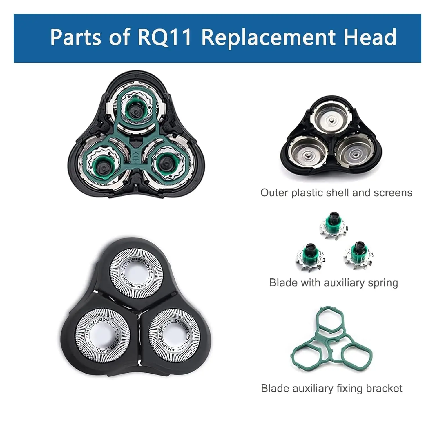 RQ11 Replacement Shaver Heads Blades Compatible with Philips Norelco Sensotouch 2D Series 1150X,1160X,1170x,1180X,RQ1100 Series