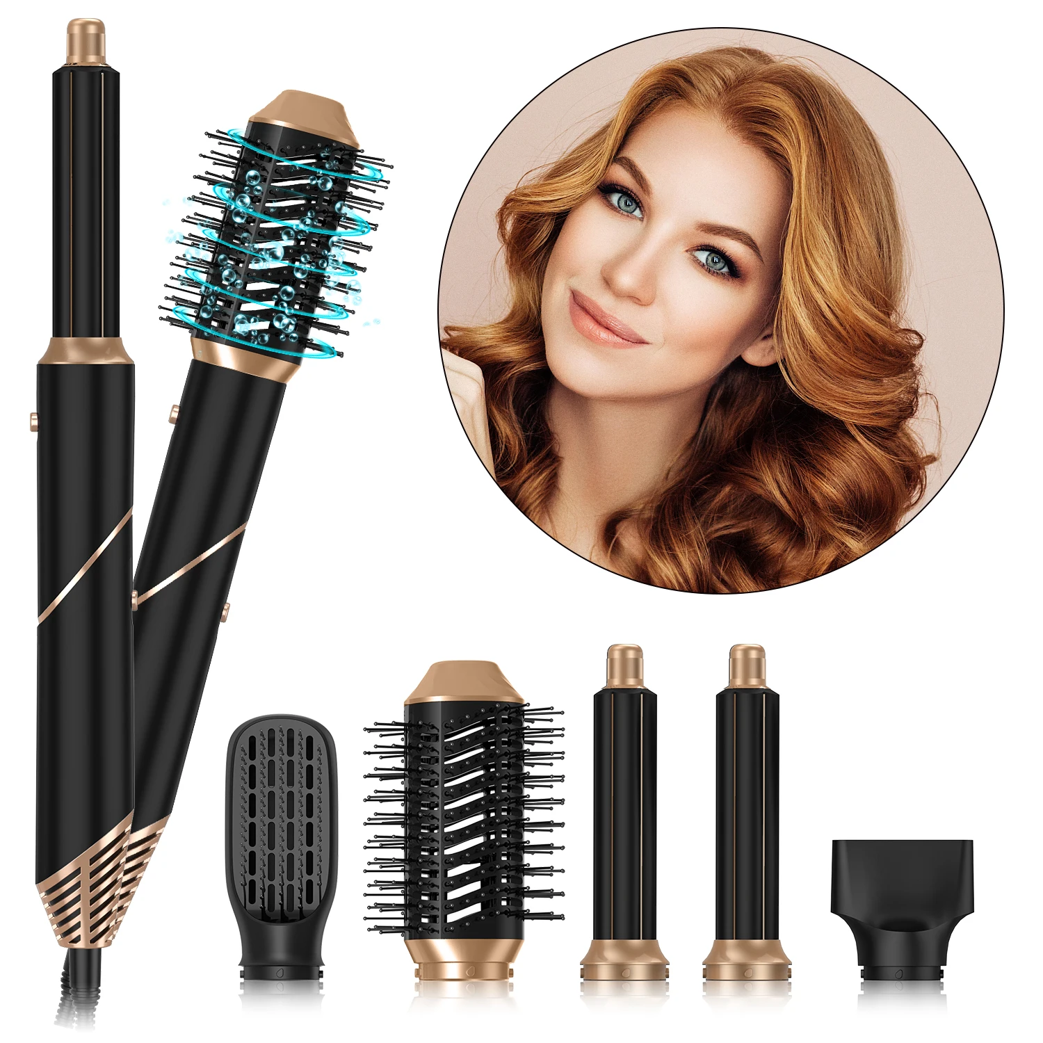 

Foldable Hair Dryer Brush 5 In 1 Hair Styler Hot Air Brush Ionic Blow Dryer with Comb Automatic Hair Curler Folding Hairdryer