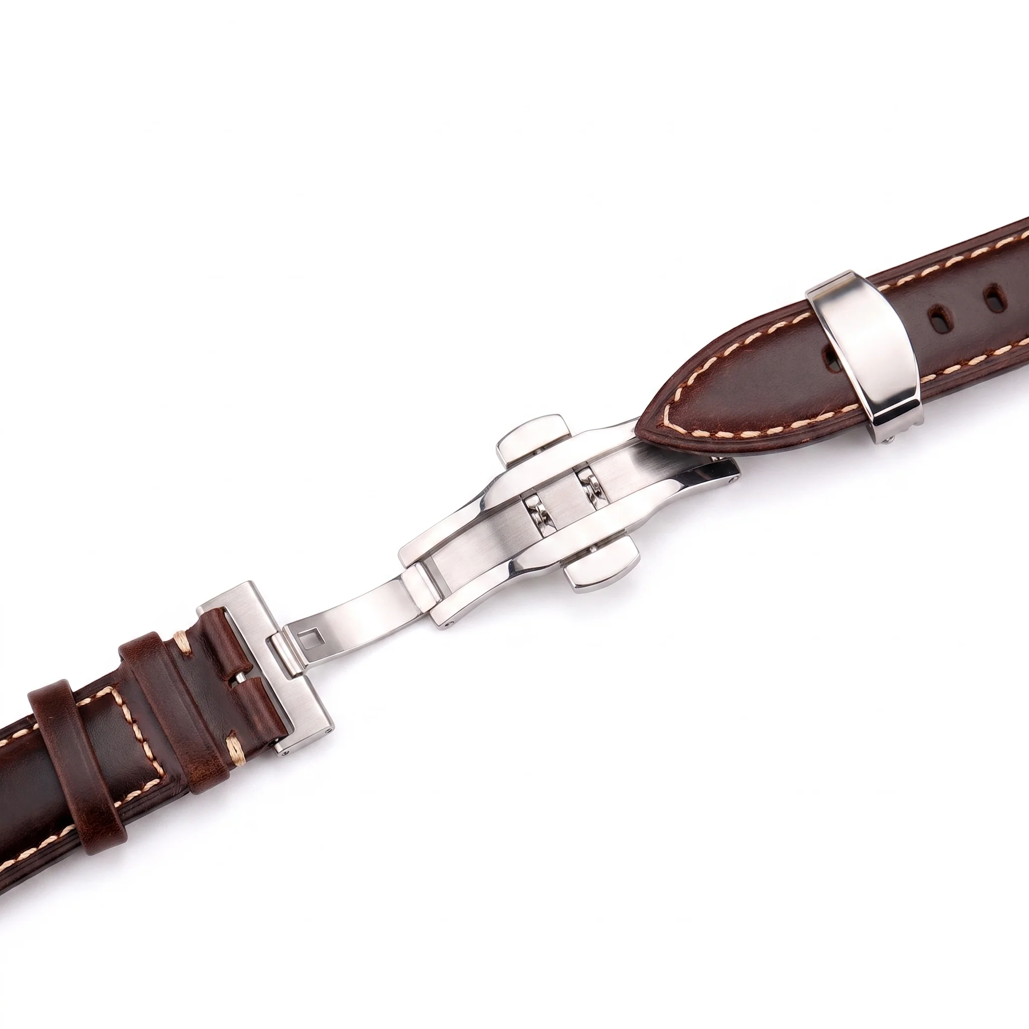 Premium Top Grain Leather Smart Watchband with Quick Release and Butterfly Buckle Design