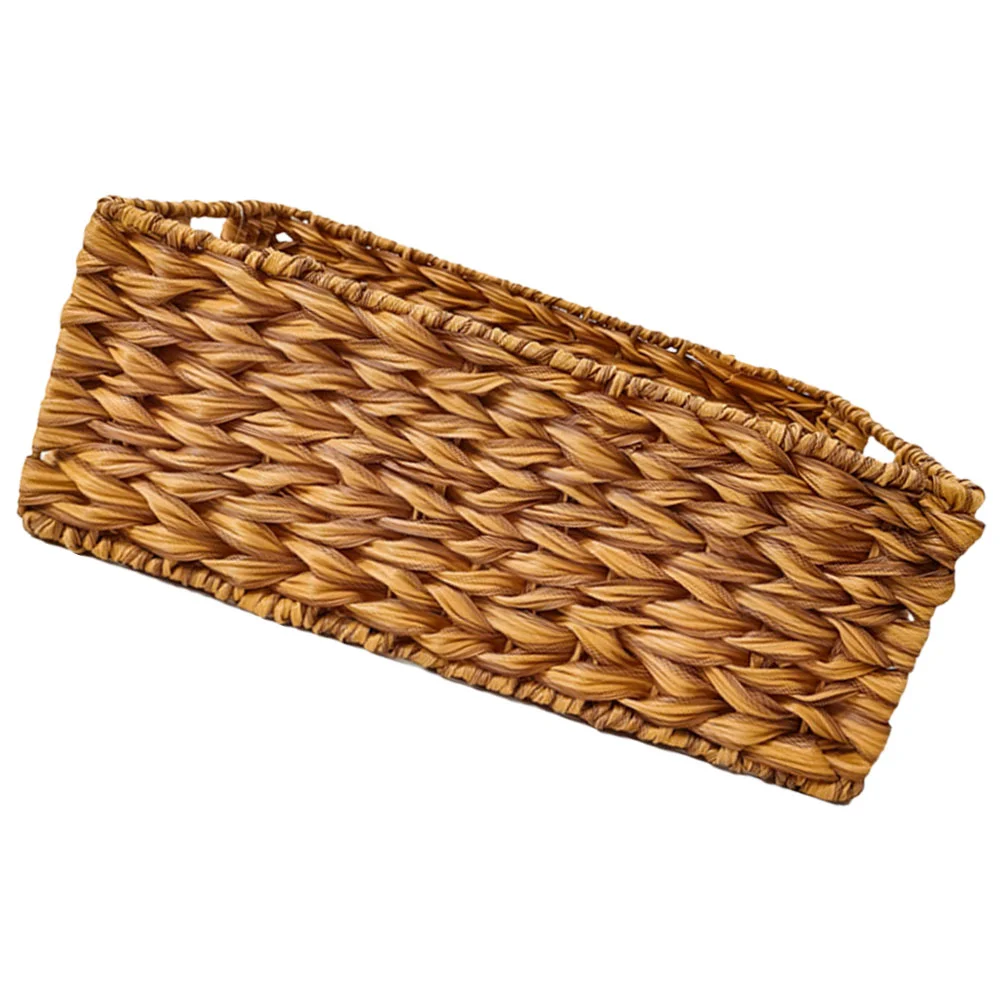 

Woven Storage Basket Shelves Laundry Baskets Toy Natural Wicker Hyacinth Storage Basket Handle Desktop Holder
