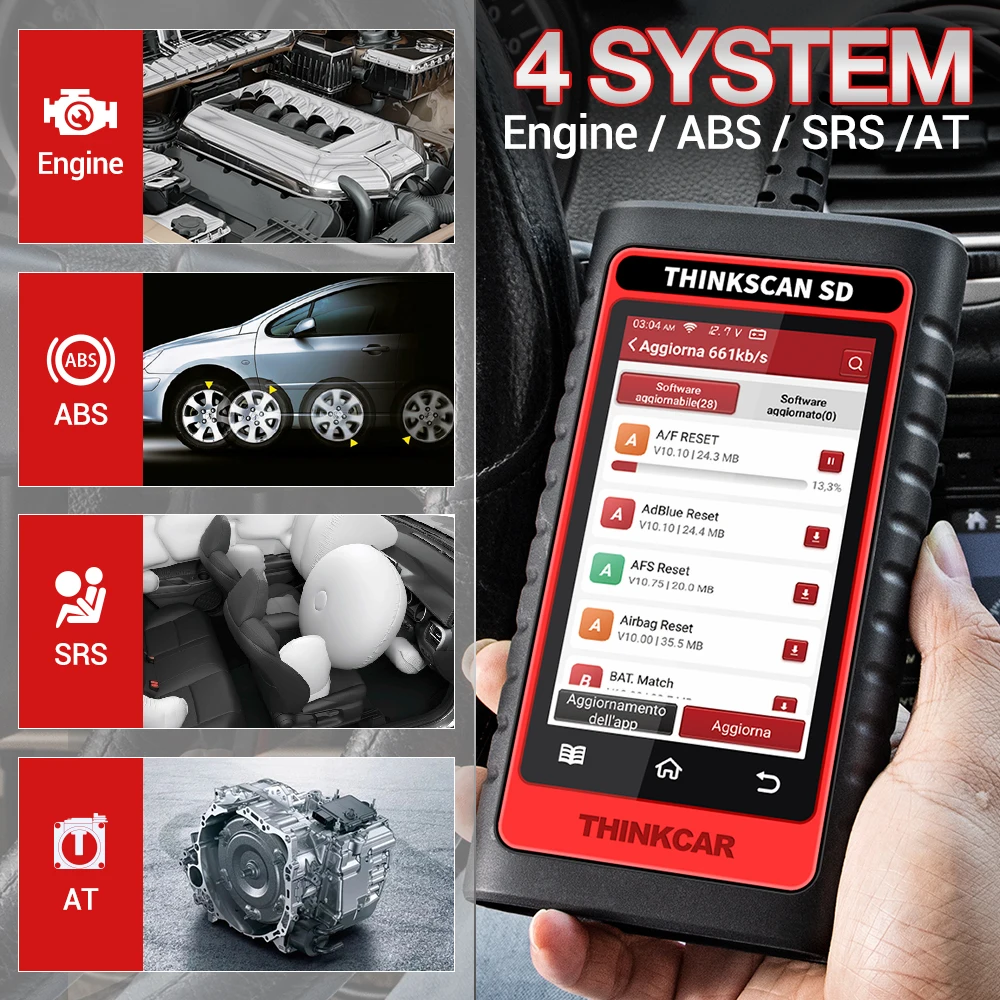 2023 Thinkscan SD4 자동차 진단 시스템, OBD II 및 EOBD 기능, 전체 자동차 진단 도구 시스템, 신제품