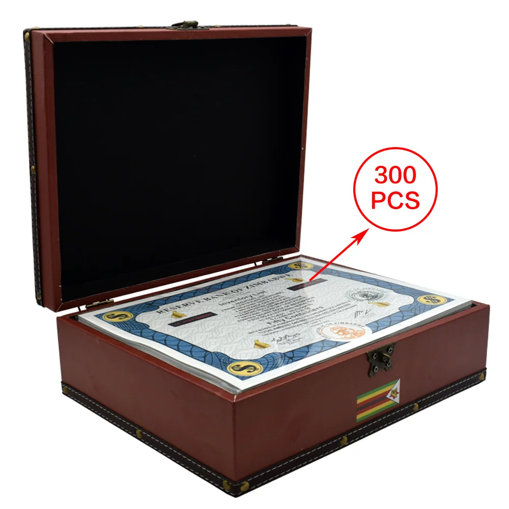 

300pcs/box Zimbabwe Large Souvenir Vouchers Fifty Containers Serial Number Watermark with Exquisite Box Artworks for Collection