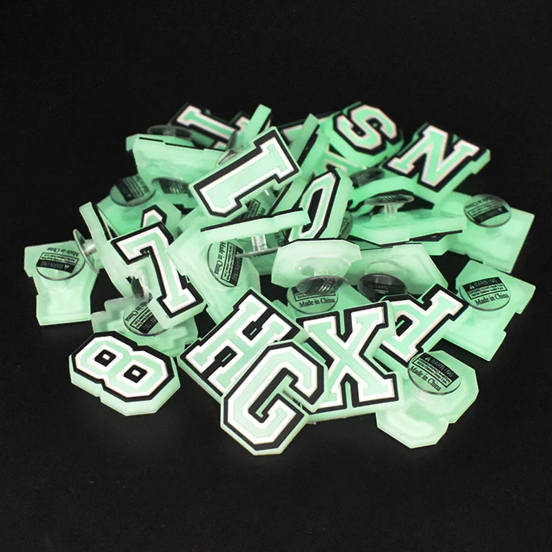 Single Letter Luminous Alphabet Shoe Charms Button Accessories Shoe Decoration Wristband Kids X-mas Gifts 1Pcs shoe charms shoe decorations