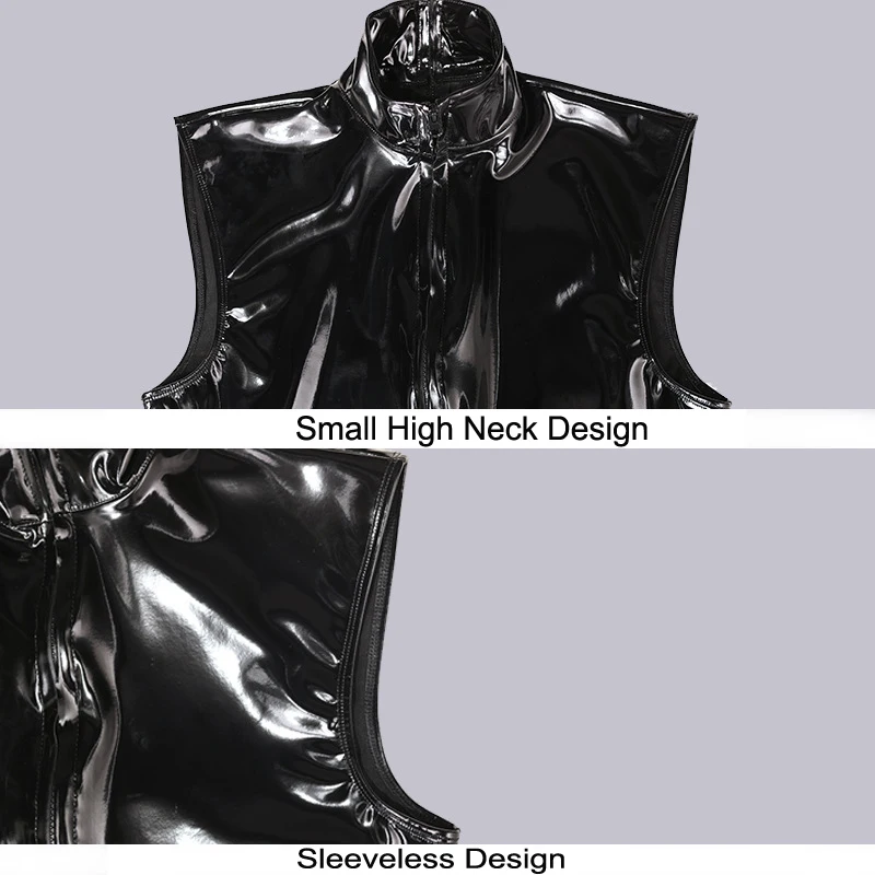 Mirror Latex Ammonia Jumpsuit Convex Crotch Man Sleeveless One-Piece Tights Suitable For All Seasons Sexy Rubber Stage Bodysuit men jumpsuit