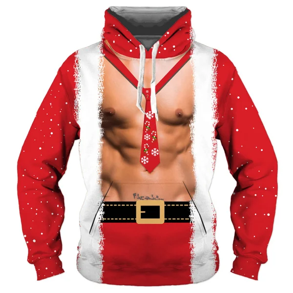 2023 Christmas 3d Printed Hoodie Funny Santa Claus Cosplay Pullover Unisex Sweatshirt