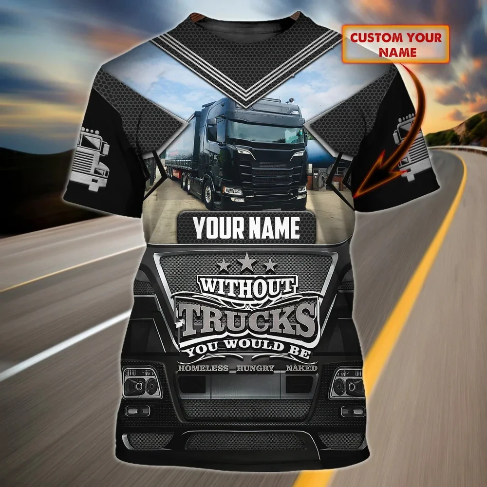PLstar Cosmos Sommer Herren T-Shirt Trucker Personalisierter Name 3D-Druck T-Shirt Unisex Casual Kurzarm Truck Driver Geschenke DW88 – Detail 27
