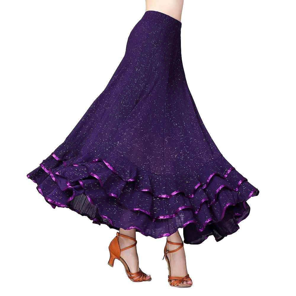 Waltz ballroom dance competition big swing skirt dance performance dress sequin skirt half length skirt