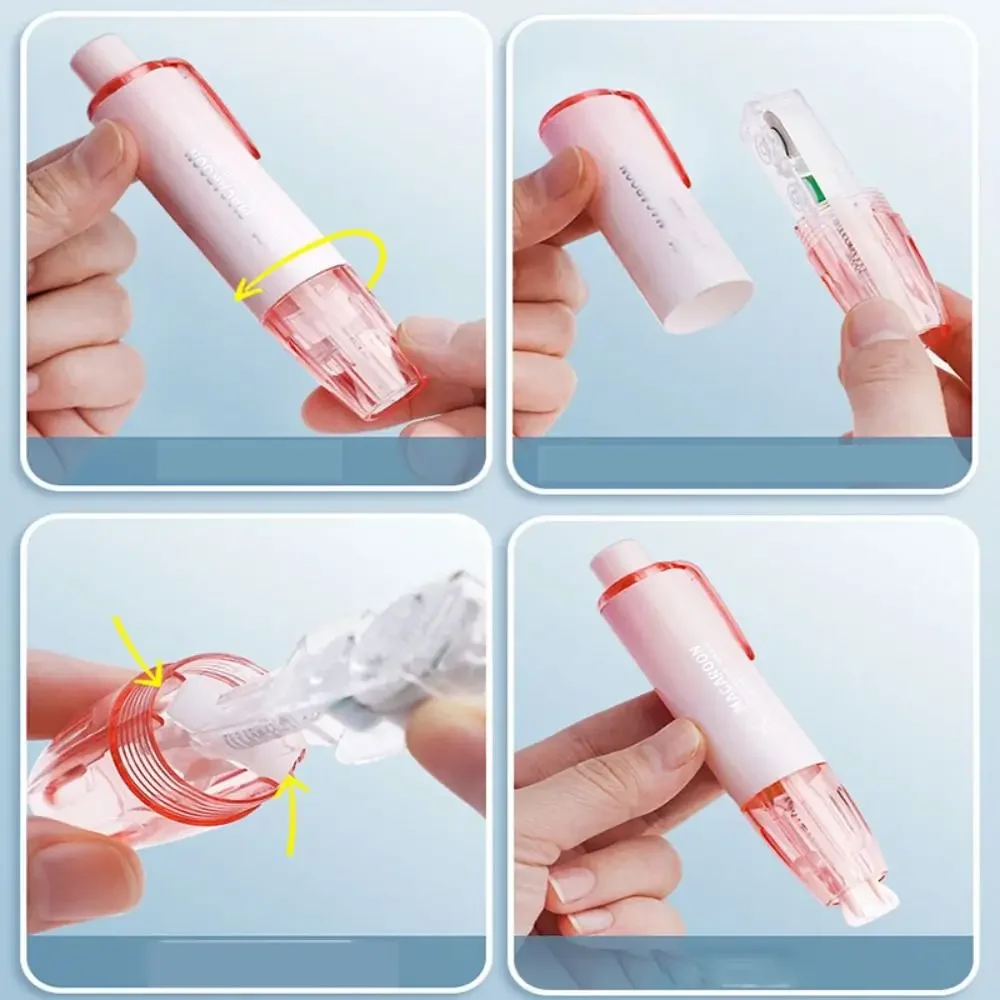 코어 소모품 교체 가능 교정 학교 도구, 학생 색상 품질, 모양 프레스 테이프 교정기, 높은 펜 유형