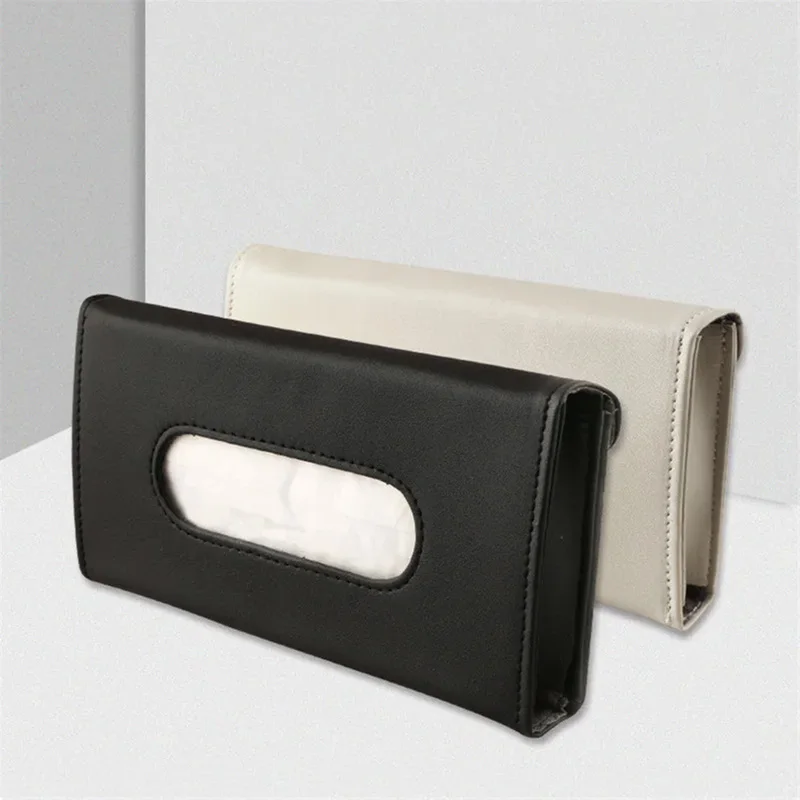 PU Leather Car Tissue Box Sun Visor Type Block Hanging Container Napkin Holder Paper Rack Organizer Storage Bag
