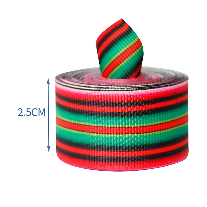 thumbnail image 1 of 5 yardas/rollo 25 63mm sarape mexicano rayas multicolor cinta de grosgrain para hacer lazos para el cabello suministros decoración para fiesta, 1 of 5