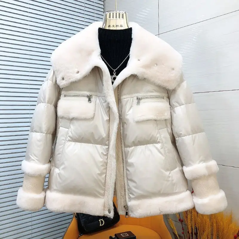 

New Women's Fur Integrated Jacket Cotton Jacket Patchwork Lamb Wool Winter Jacket Women