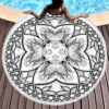 Mandala Round Beach Towel,Black and White Pattern Oversized Anti-Sand Quick-Drying Beach Blanket Bath Towel Yoga Mat Picnic Mat 3