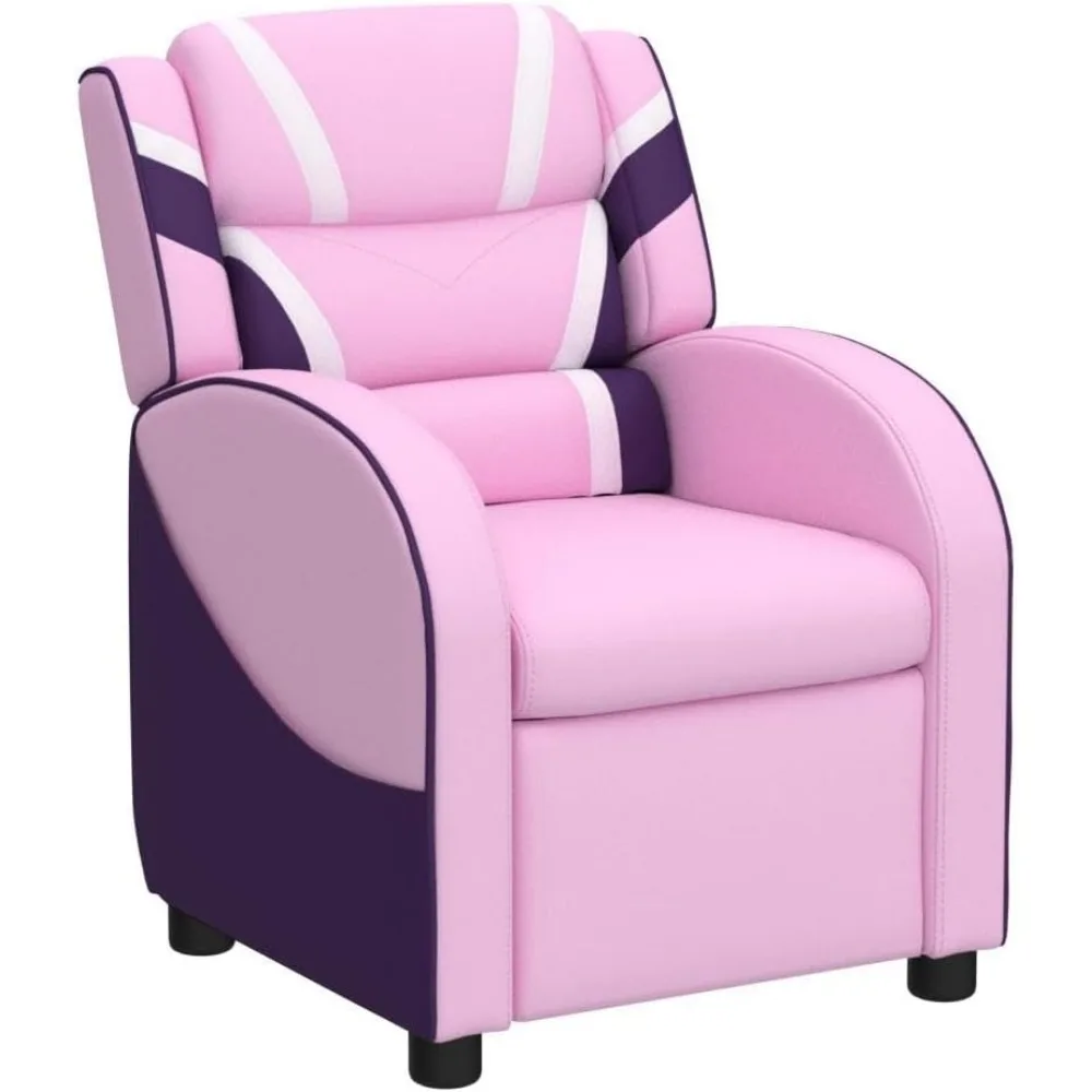 Kids Recliner, Gaming Recliner Chair w/Footrest, Headrest, Lumbar Support & Side Pockets, Ergonomic Leather Lounge Chair 5
