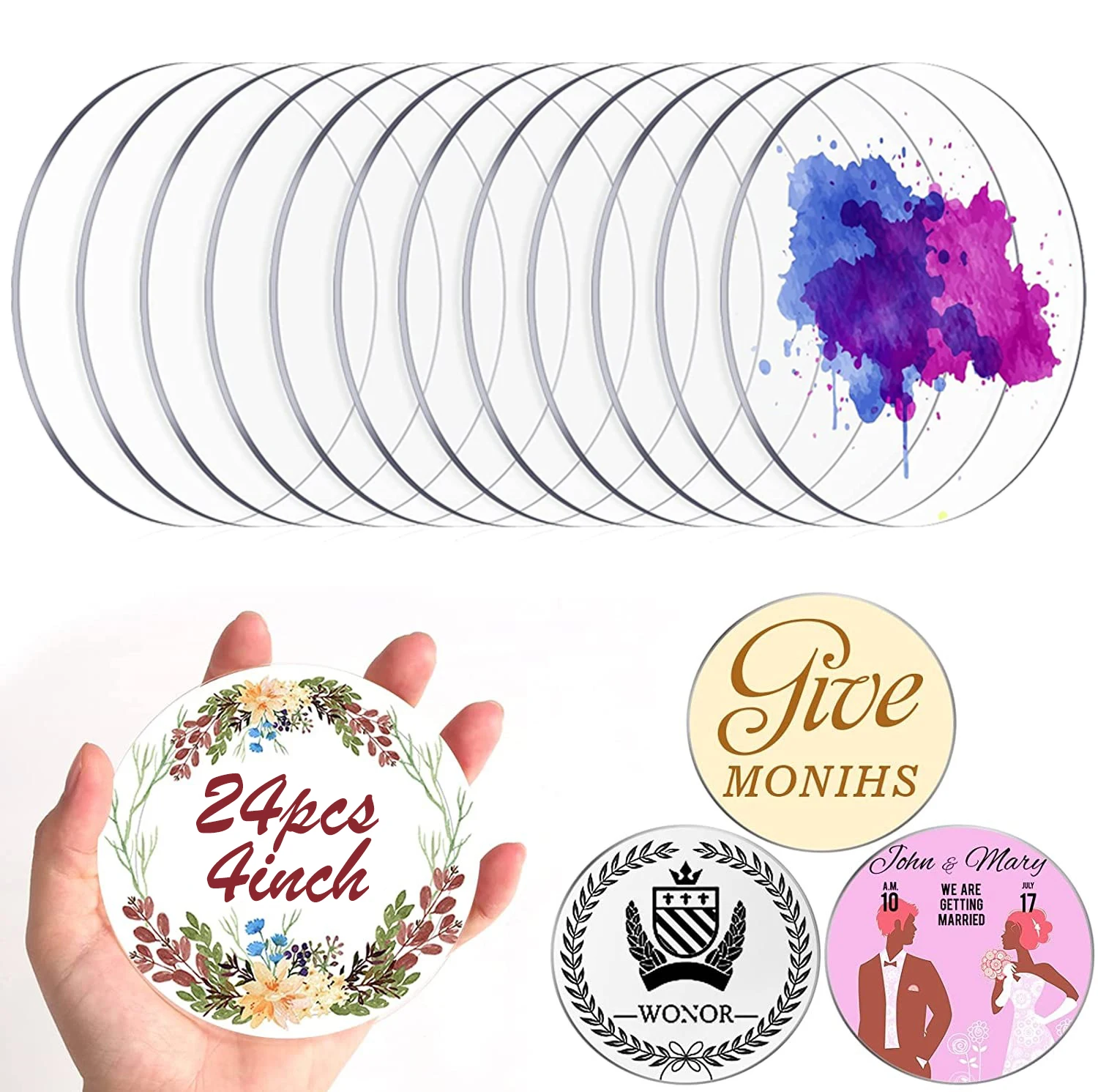  50PCS Clear Square Acrylic Sheet, 4 Inch Acrylic Square Blanks  Round Sheet Disc for Milestone Markers, Name Cards, Cricut Cutting and  Engraving, Painting and DIY Projects: Paintings