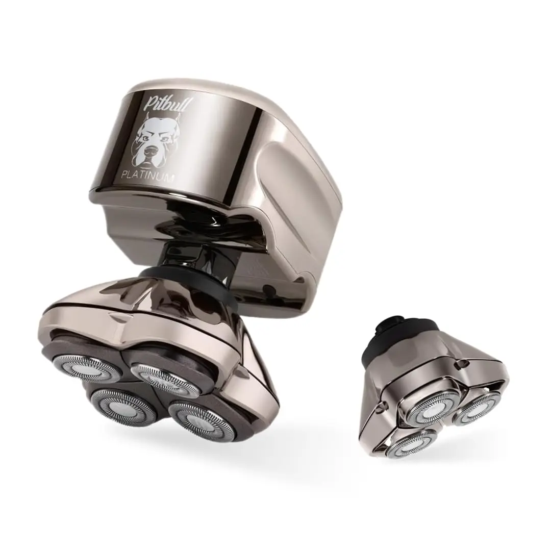 Shaver Pitbull Platinum Pro Head & Face Shaver with Extra Blade-Electric Razor/Shaver for Bald Head, Face & Body. Travel