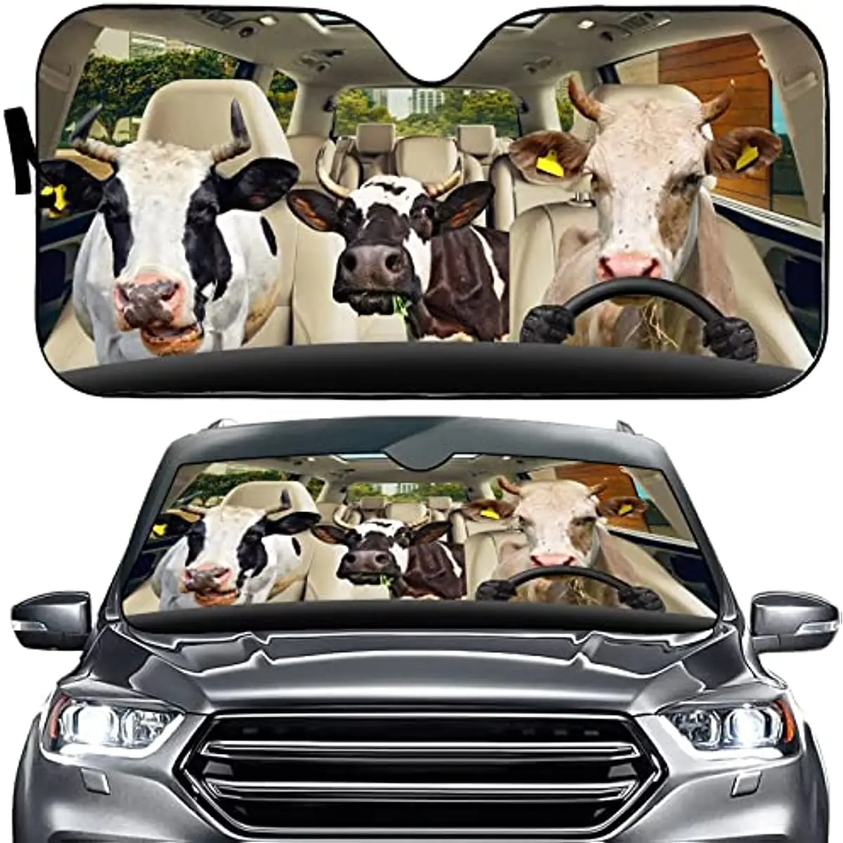 

Farm Cows Auto Sun Shade Car Windshield Window Cover Sunshade,Funny Cattle Sunvisors Car Covers for Windows,Animal Car Front Win