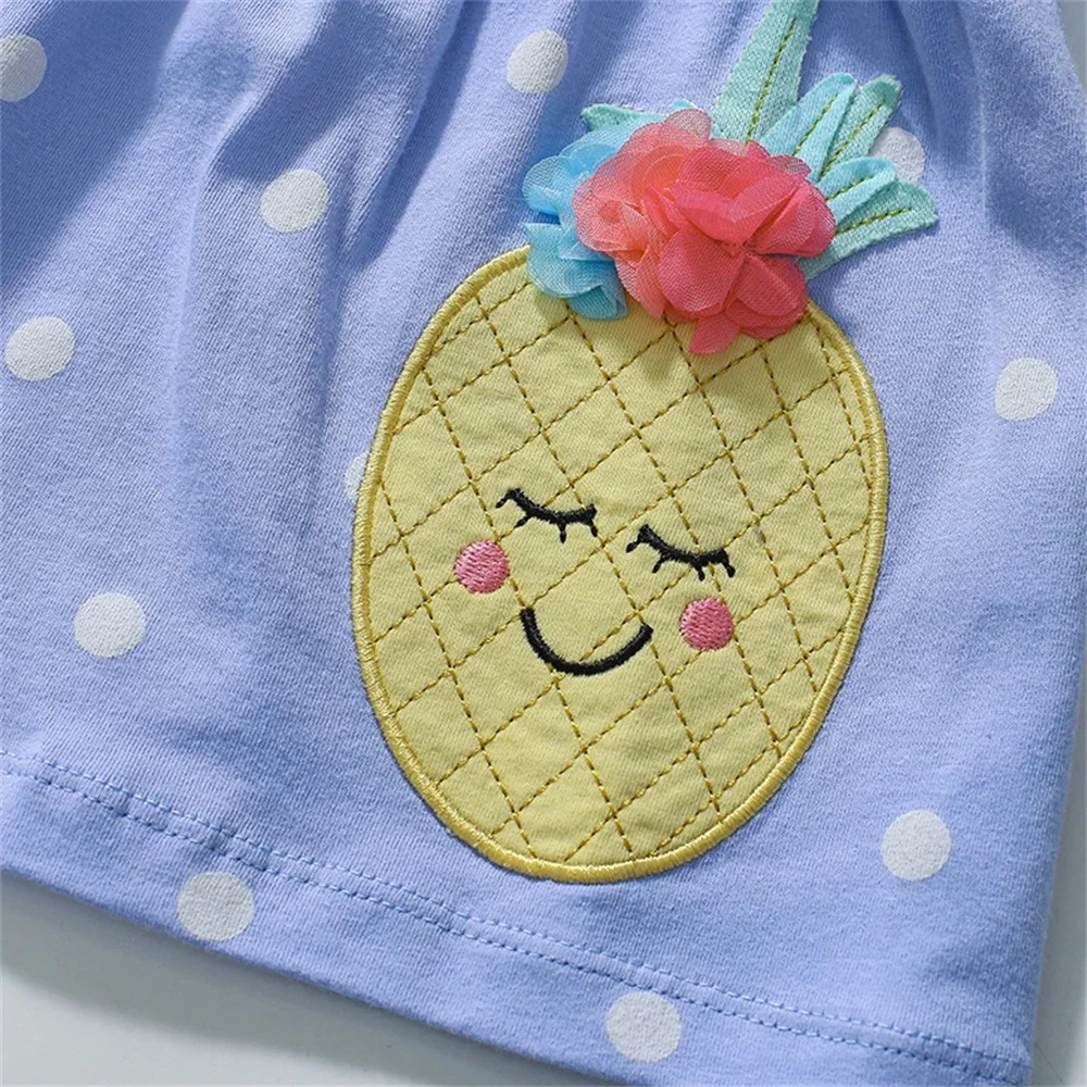 Baby Girls Children's Clothing 2025 Summer New Tracksuit Sets Cartoon Pineapple Tops+Pants Cotton Kids Clothes