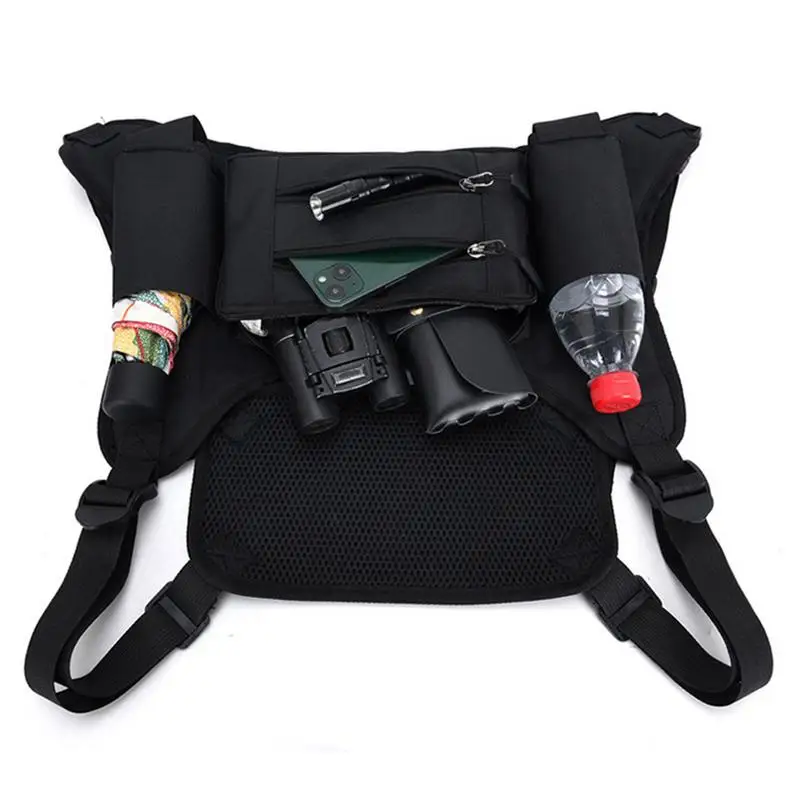 Running Chest Pack For Men Multi Pocket Storage Pouch Vest Bag Chest Pack Outdoor Workout Vest With Water Bottle Pouch For Sport 6