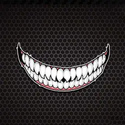 Scratch Sticker Creative Dark Personality Evil Tooth Motorcycle Helmet Sticker Waterproof Marks Headlight Decal Car Sticker