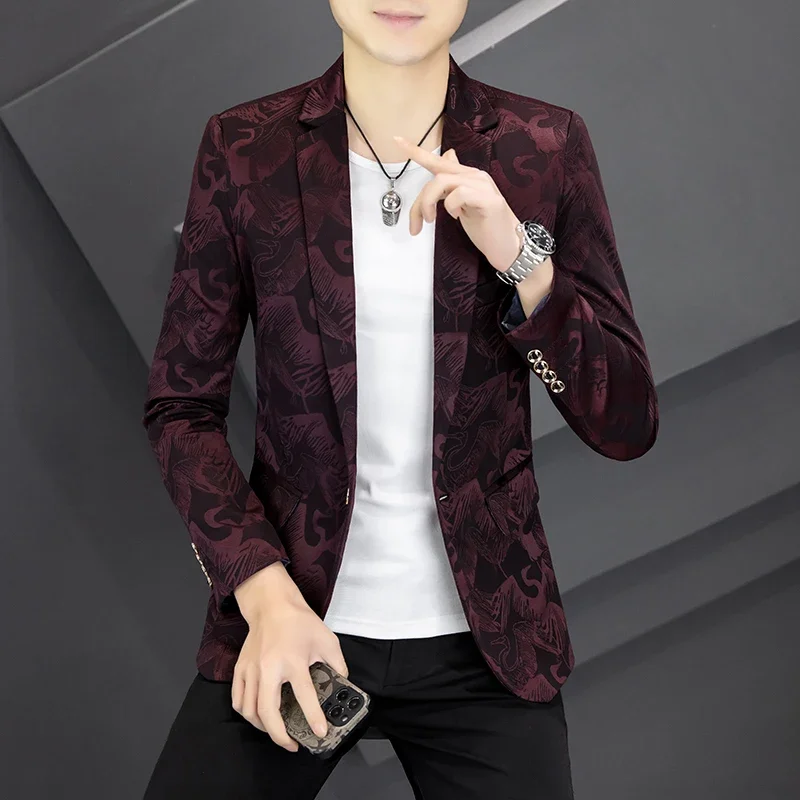 

Пиджак мужской приталенный, деловой повседневный элегантный пиджак, коричневая верхняя одежда, стильный наряд в Корейском стиле