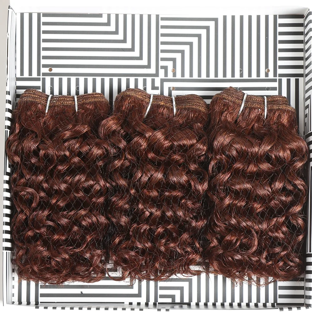 Reddish Brown 3Pieces /Lot Sassy Curly Wavy Human Hair Bundles Brazilian Human Hair Weave Bundles Curly Extensions human hair extensions human hair bundles