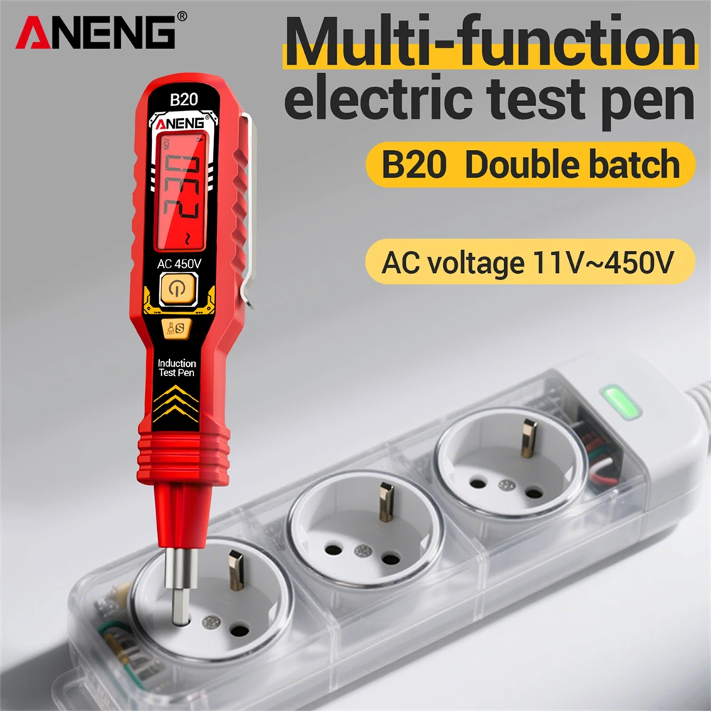 ANENG B20 지능형 전기 테스트 펜 크로스 드라이버 2-in-1 백라이트 색상 변경 알람 전기 테스트 장치